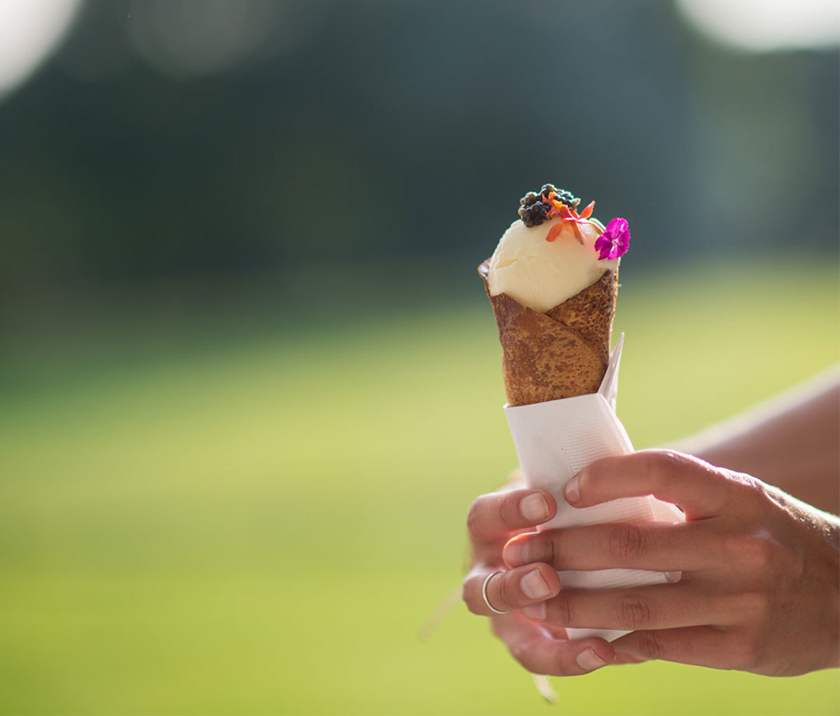 Caviar on ice cream cone