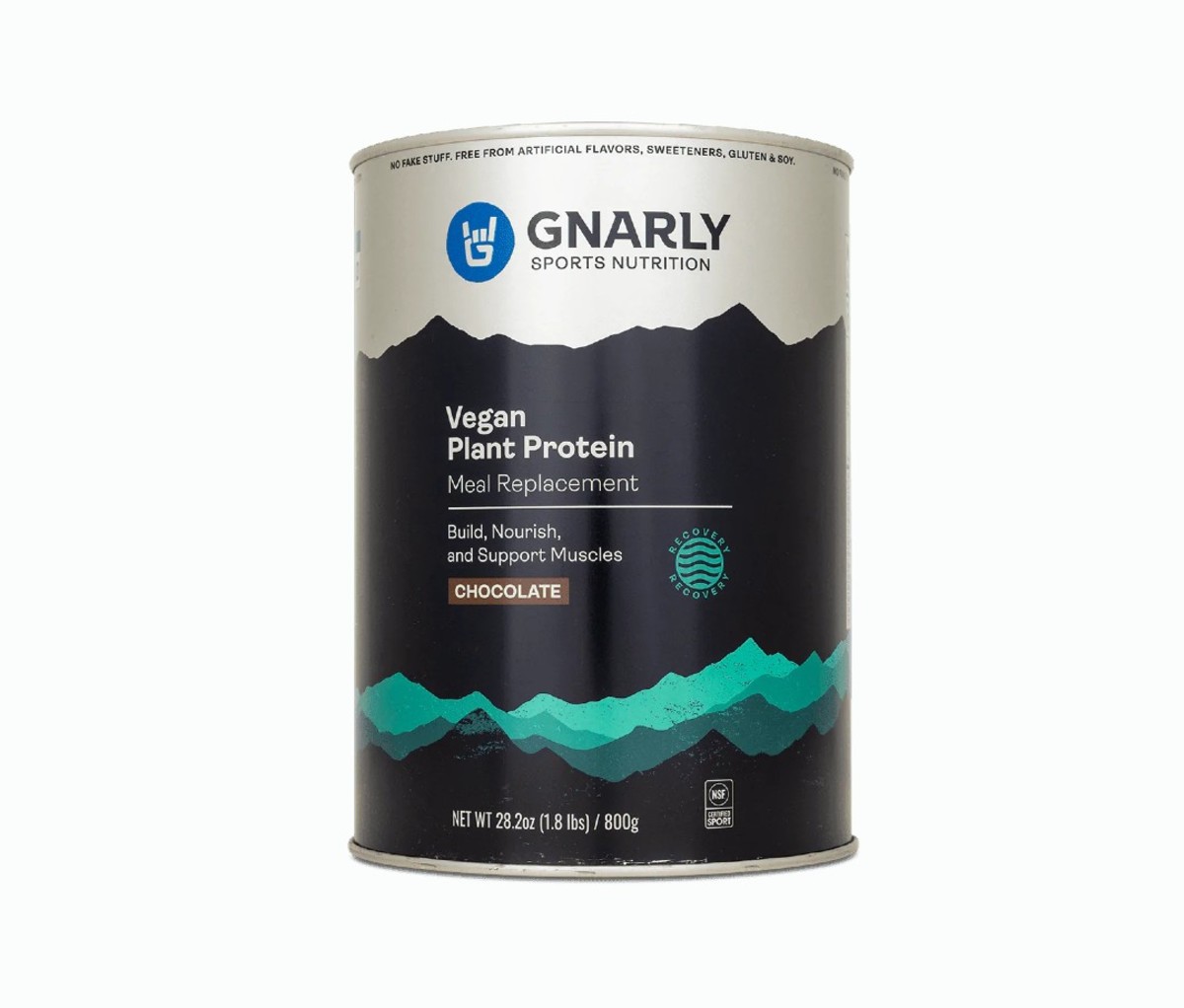 Gnarly Vegan supplement being scooped out of a container outside.