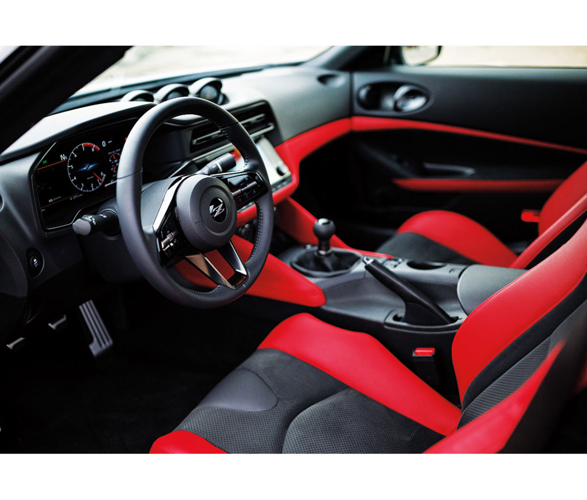 Interior of red sports car