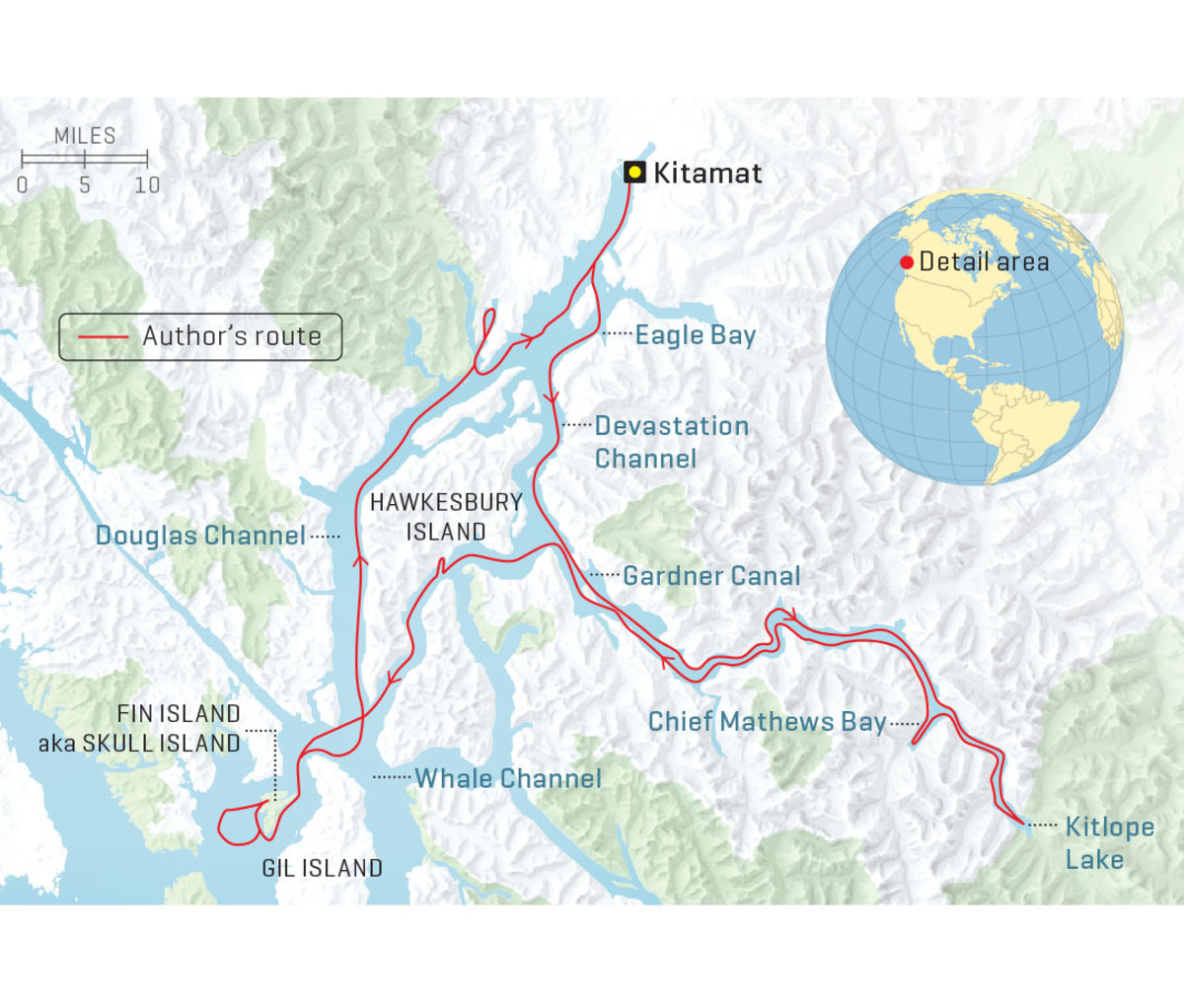 Map of cruise route in British Columbia 