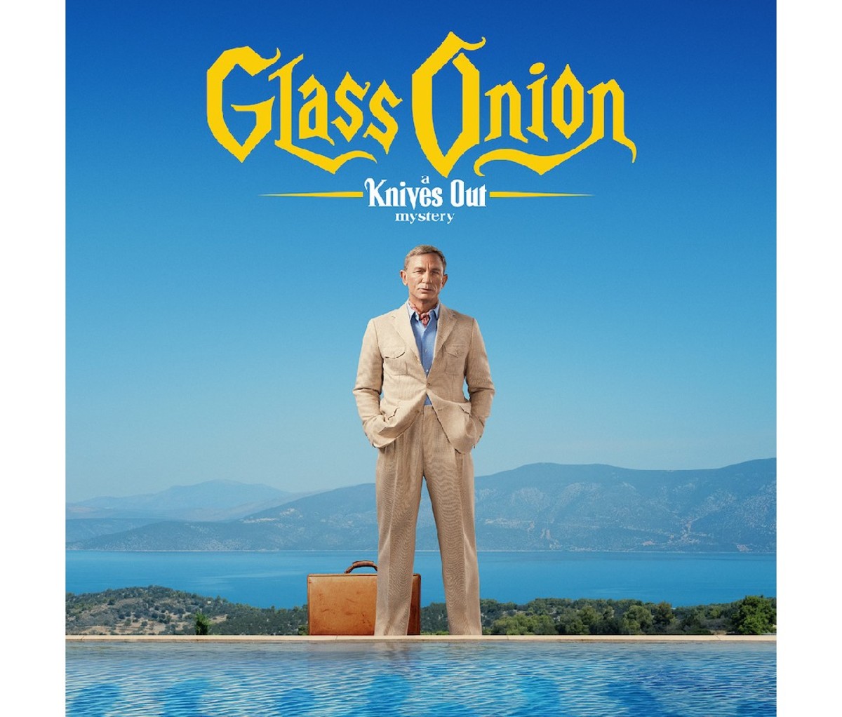 Movie poster for Glass Onion with Daniel Craig.