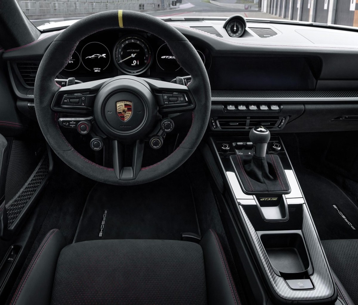 Steering wheel and interior of sports car