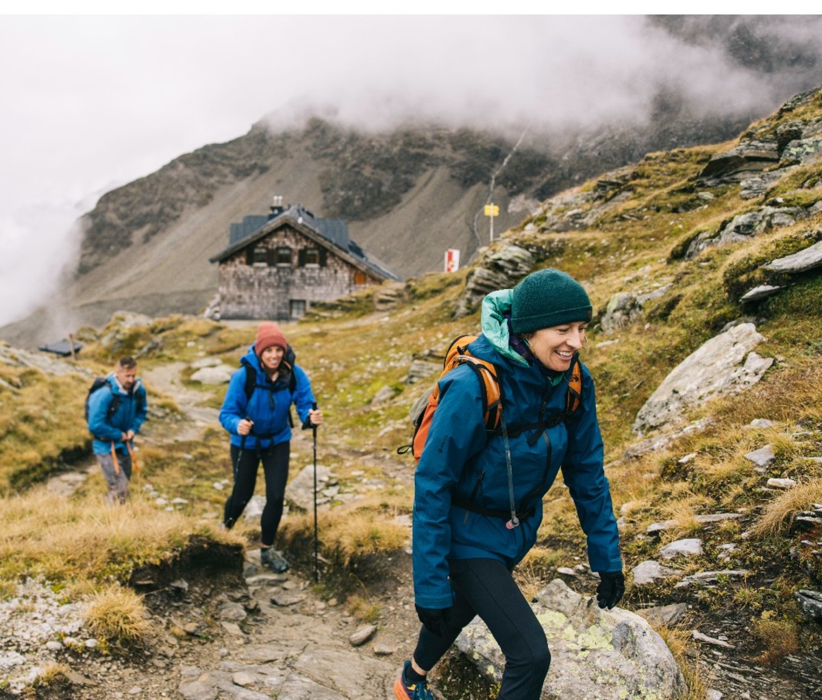 Hikers walking along the trail on Austria's Eagle Way.