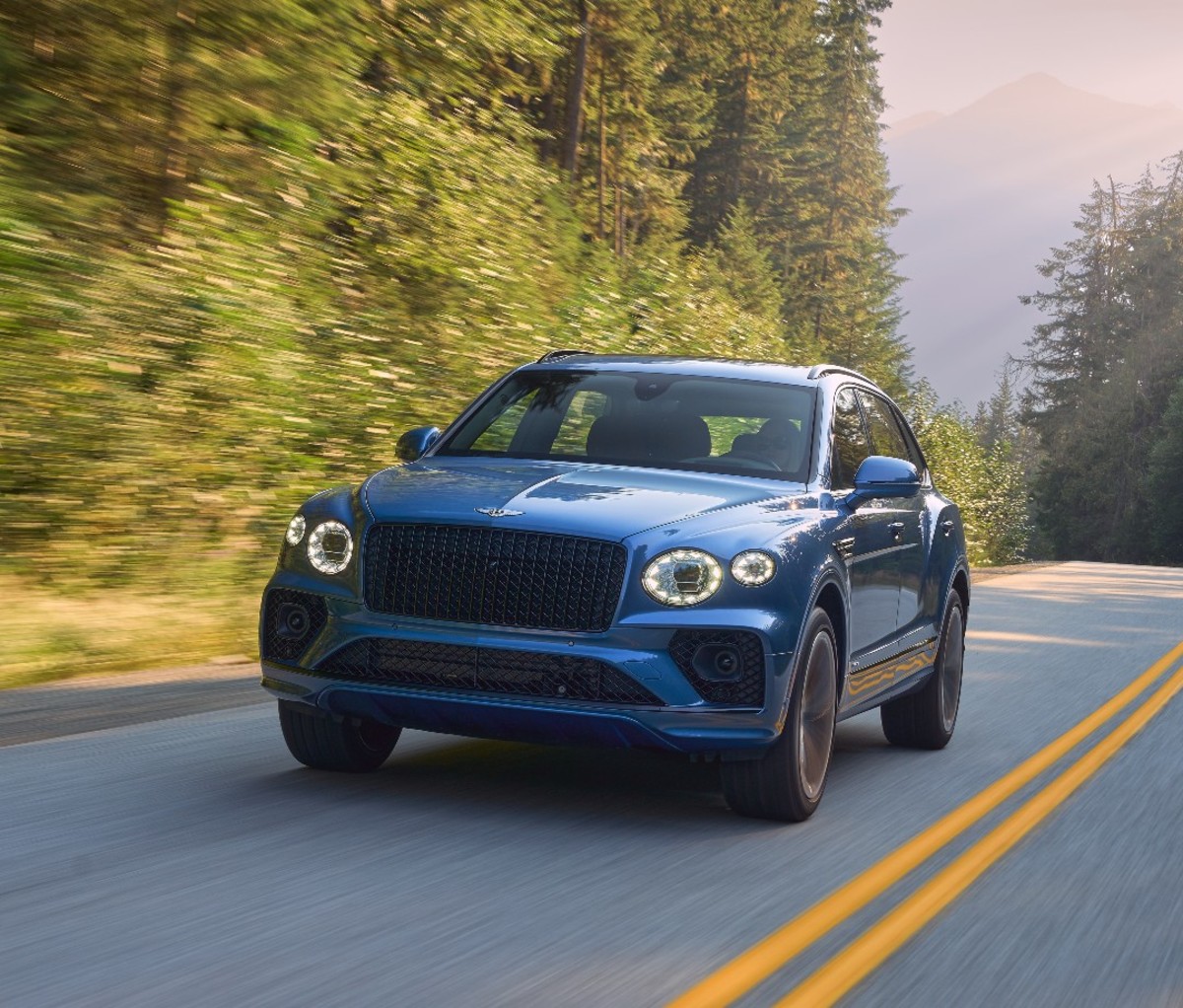 The Bentley Bentayga EWB on the road.