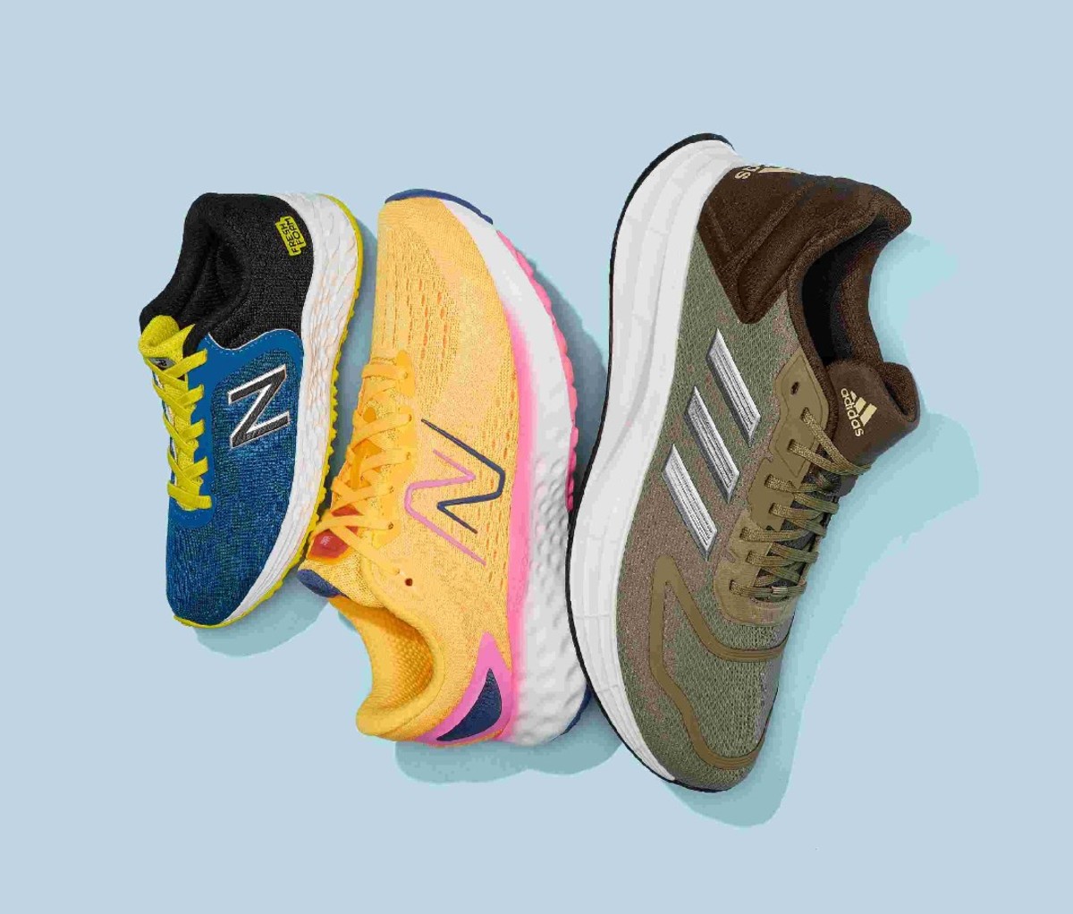 Three single running shoes