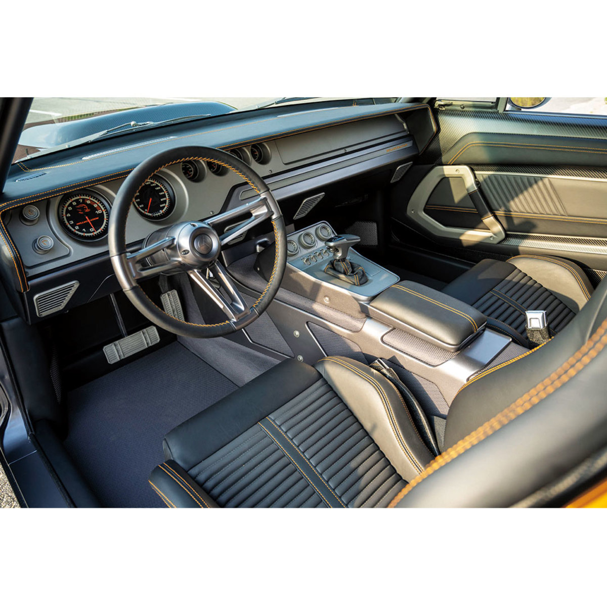 Interior of vintage sports car