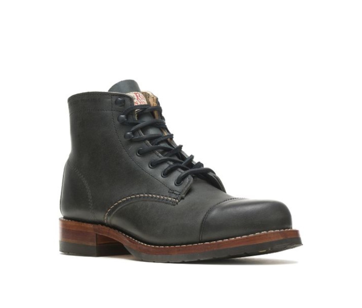 This Wolverine 1000 Mile boot has wood from Old Rip Van Winkle whiskey barrels in the heel.