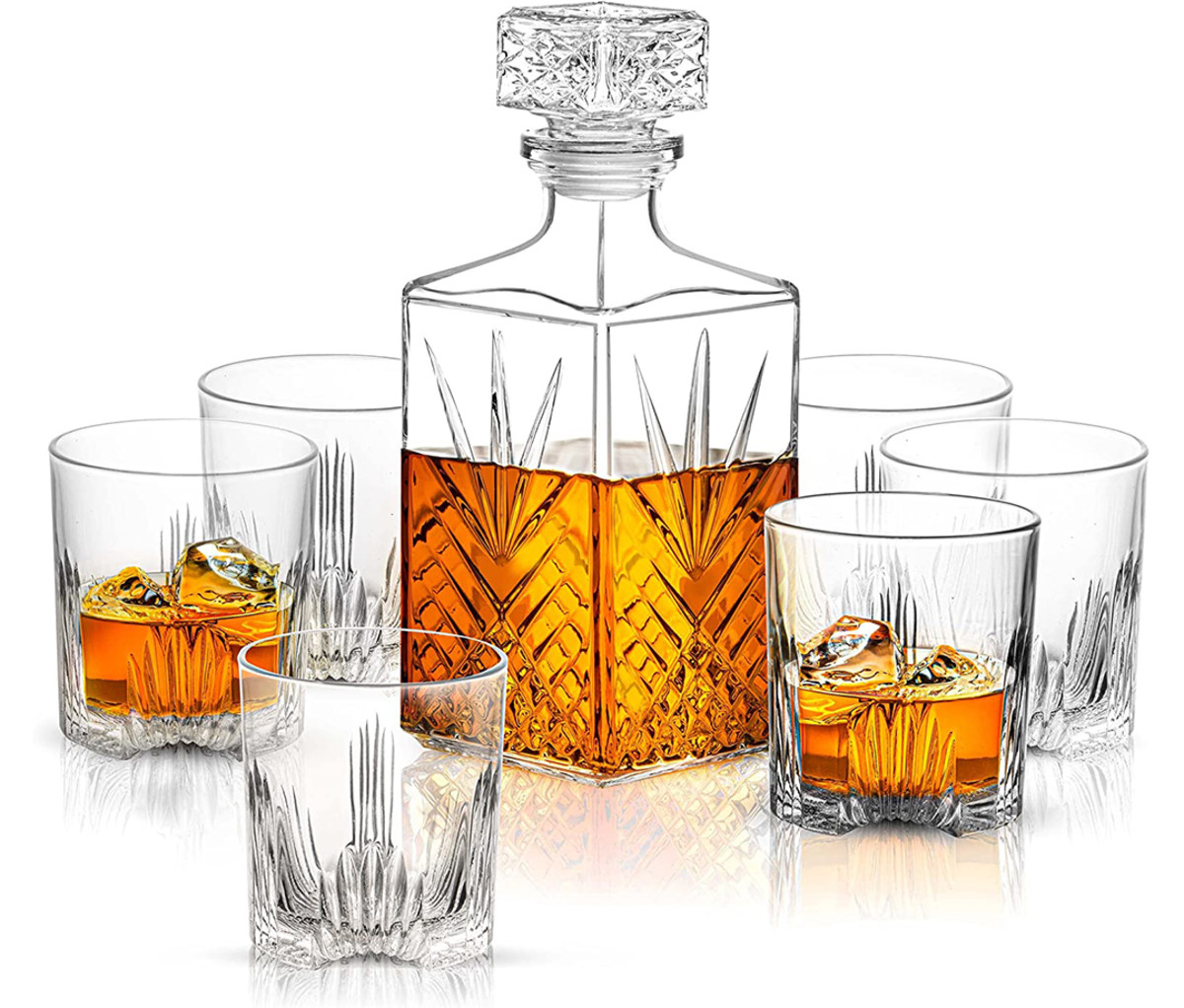 Paksh Novelty 7-Piece Glass Decanter & Glasses Set
