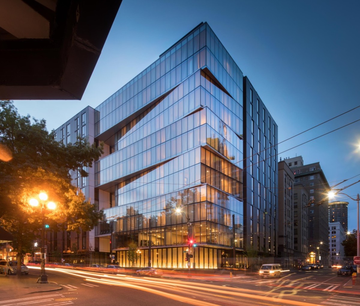 Glass exterior of hotel