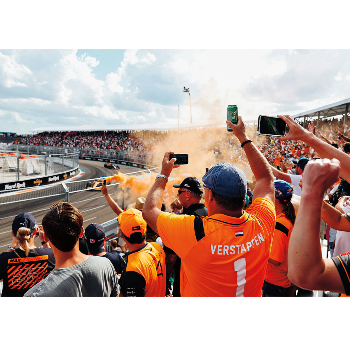 Fans cheering at Formula 1 race