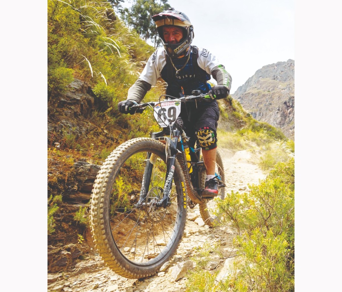 Mountain biker in mountainous area