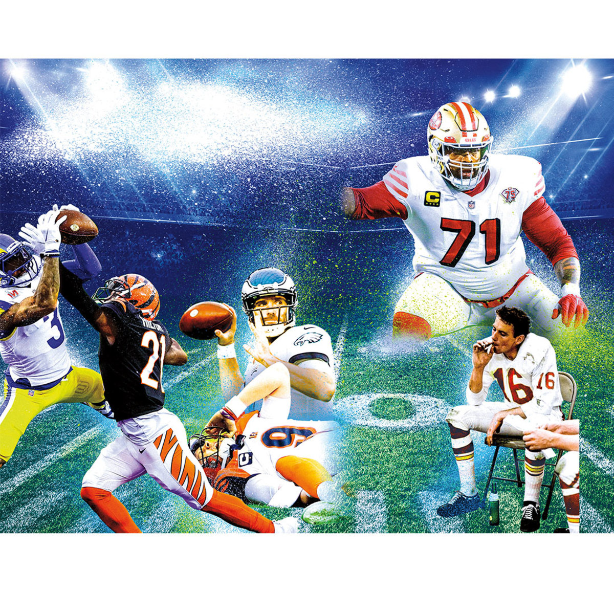 Collage of football players