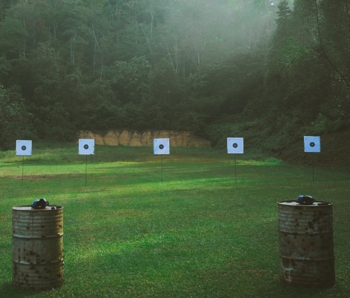 Outdoor lawn with a set of targets.