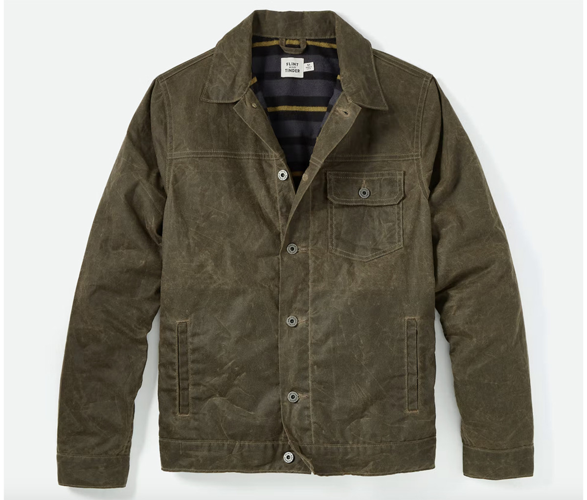 Flint and Tinder Flannel-Lined Waxed Trucker Jacket
