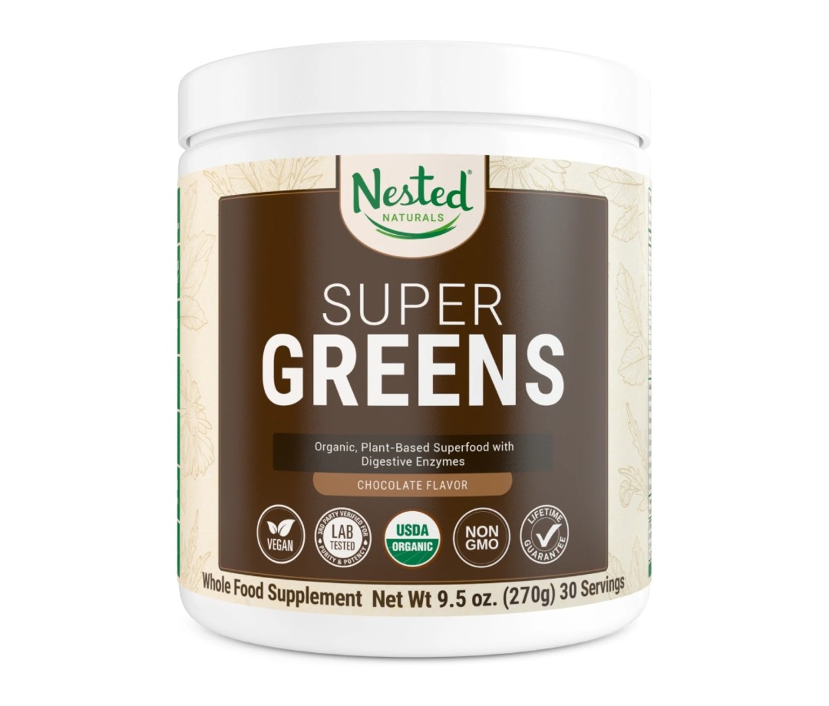 Container of Nested Naturals Super Greens Chocolate